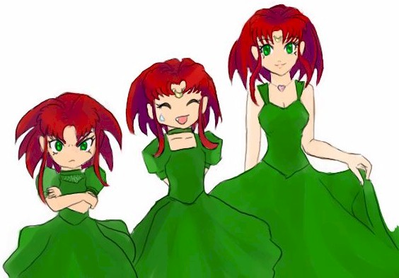 The green dress at different ages
